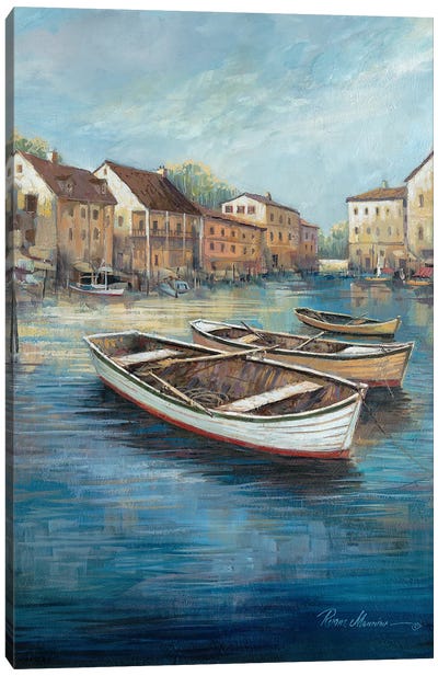 Tranquil Harbor I Canvas Art Print - Rowboat Art