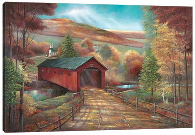 West Arlington Bridge Canvas Art Print - Autumn Art