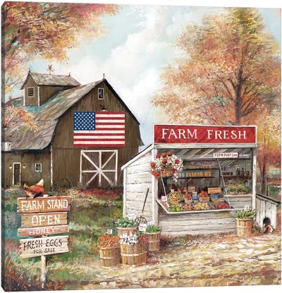Farm Stand Canvas Art Print - Chicken & Rooster Art