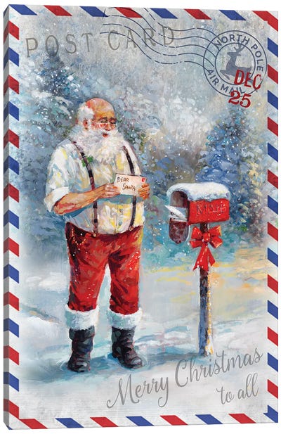 Postcard to Santa Canvas Art Print - Santa Claus Art