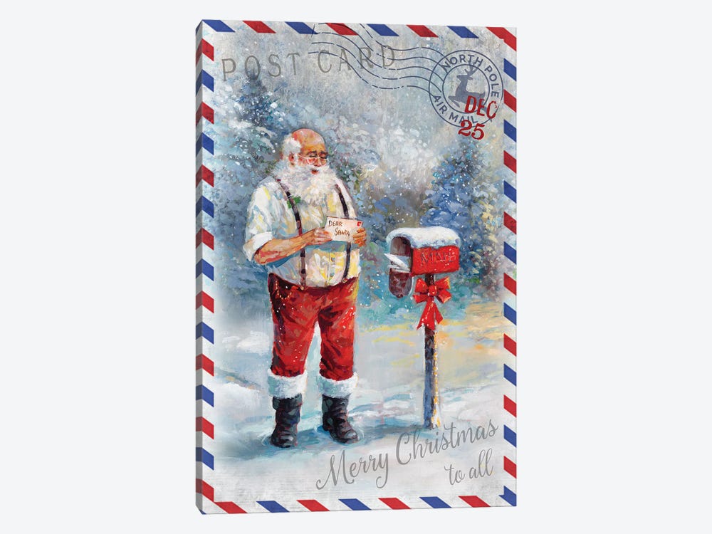 Postcard to Santa by Ruane Manning 1-piece Canvas Art Print