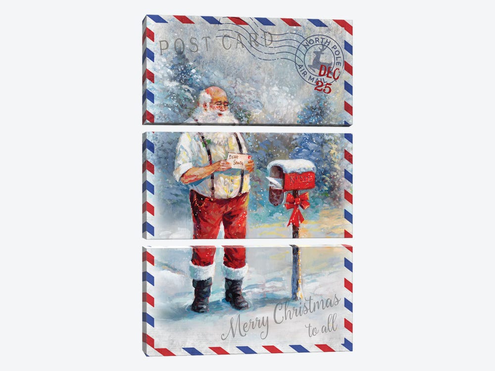 Postcard to Santa by Ruane Manning 3-piece Canvas Print