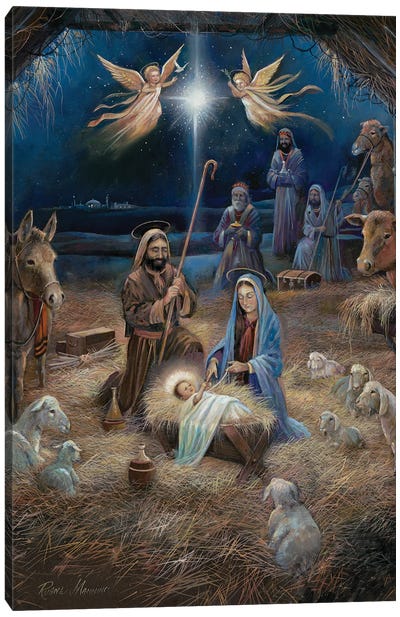 Silent Night Canvas Art Print - Religious Christmas Art