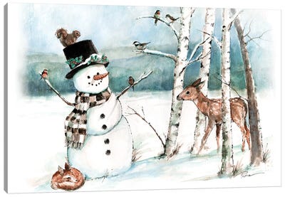 Snow Friends Canvas Art Print - Snowman Art