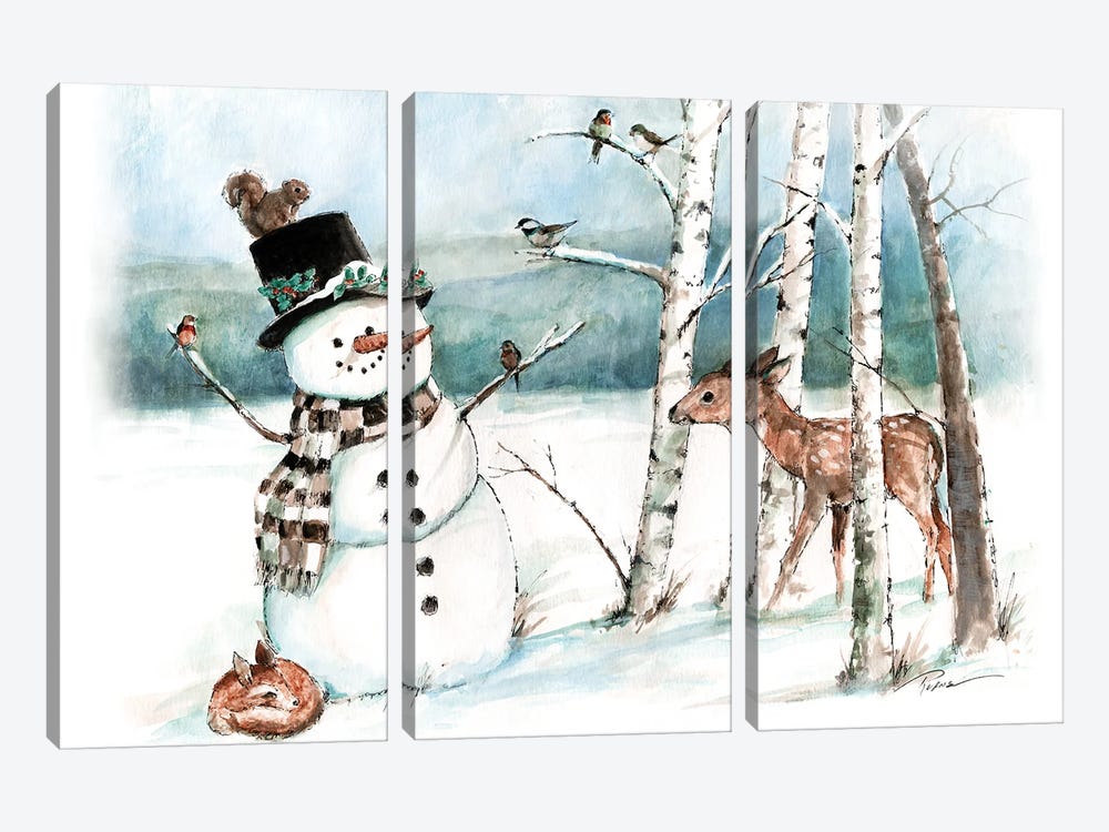 Snow Friends by Ruane Manning 3-piece Canvas Wall Art