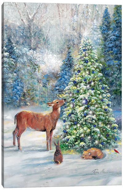Winter Gathering Canvas Art Print - Fox Art