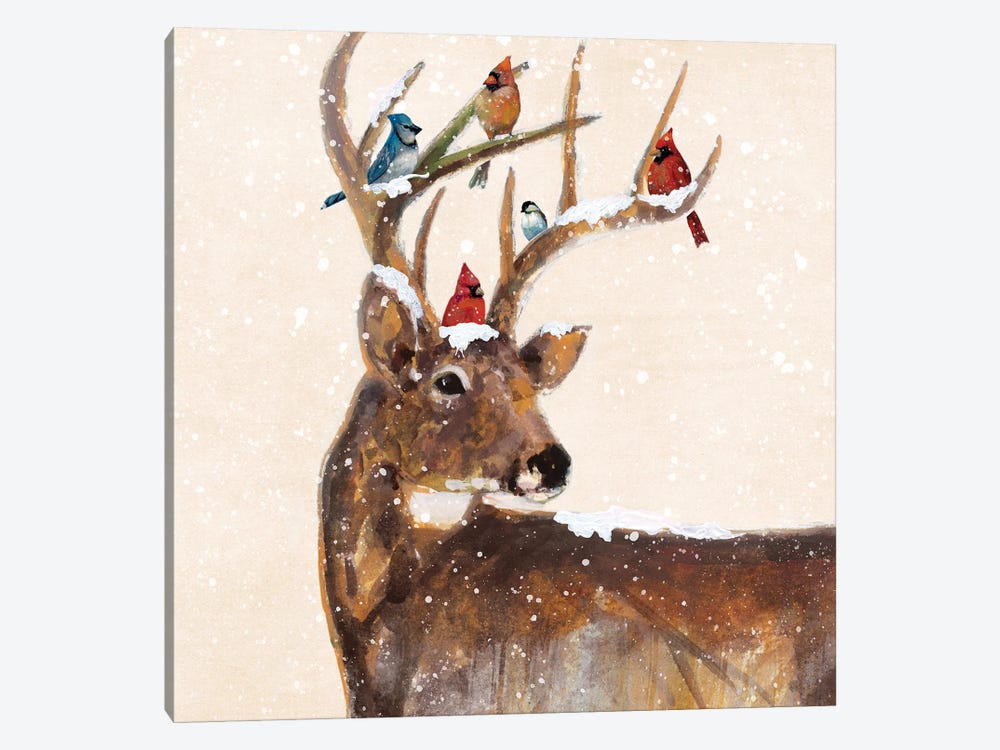Winter Stag and Friends by Ruane Manning 1-piece Canvas Wall Art