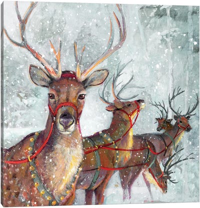 Woodland Friends Canvas Art Print - Rustic Winter