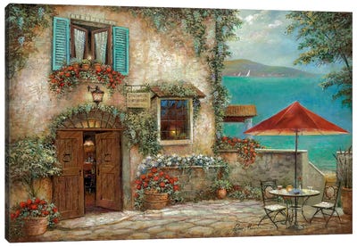 Ombrello Rosso Canvas Art Print - Coastal Village & Town Art