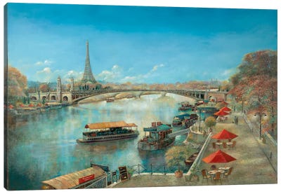 River Tranquility Canvas Art Print - Famous Architecture & Engineering