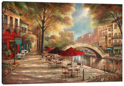 Riverwalk Charm Canvas Art Print - Best of Scenic Art