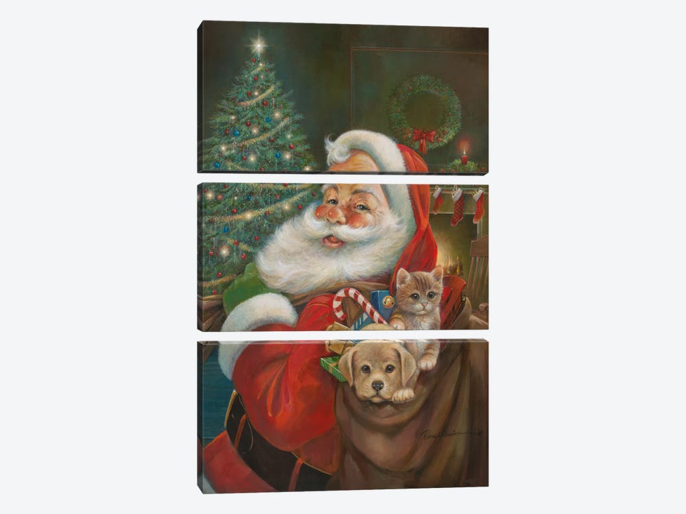 Santa Claus by Ruane Manning 3-piece Canvas Art Print