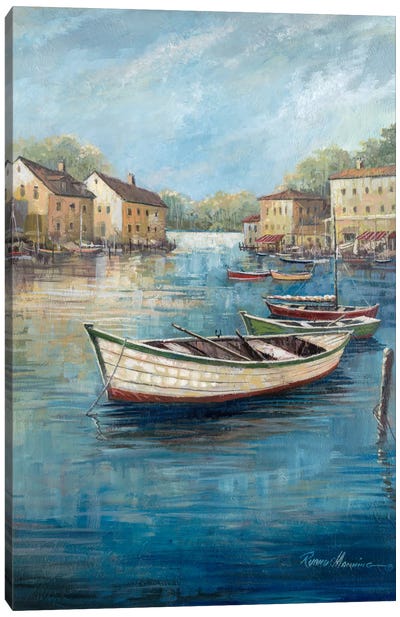 Tranquil Harbor II Canvas Art Print - Rowboat Art