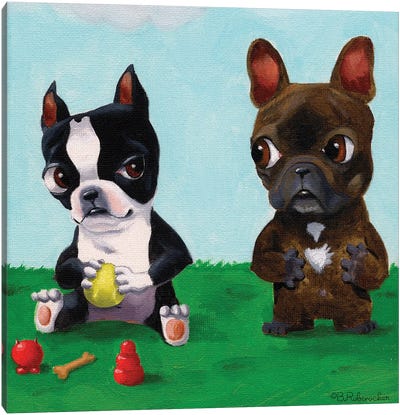 Boston and Frenchie Canvas Art Print - Boston Terriers