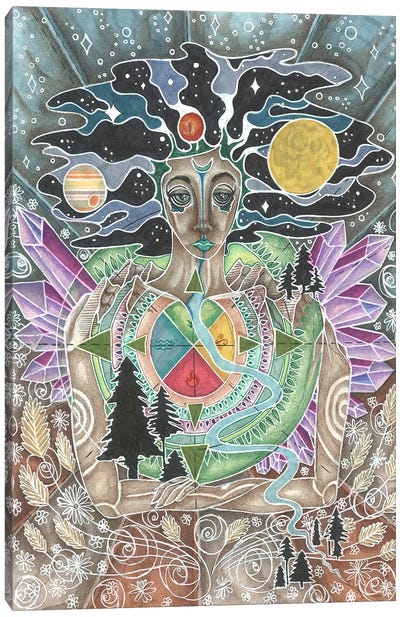 Galaxy Goddess Canvas Art Print - Rose Unfolding