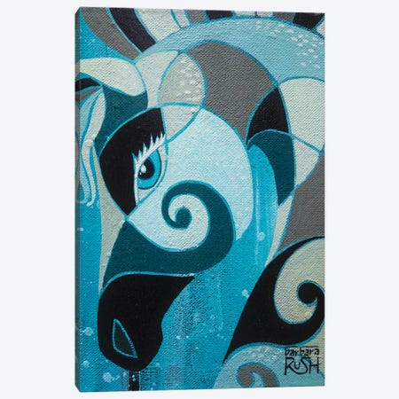 Splash Pony Grey Canvas Print #RUH107} by Barbara Rush Canvas Wall Art
