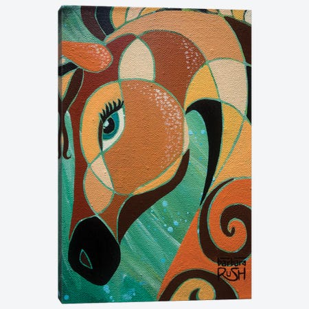 Splash Pony Orange Green Canvas Print #RUH108} by Barbara Rush Canvas Print