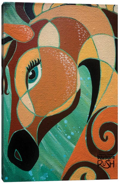 Splash Pony Orange Green Canvas Art Print - Barbara Rush