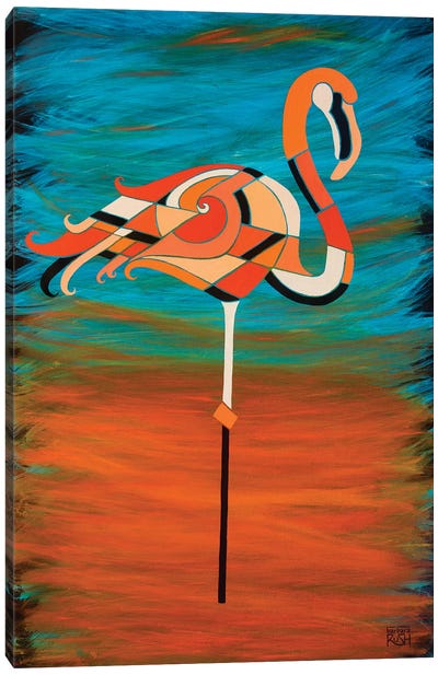 Straight Flamingo Canvas Art Print - Barbara Rush