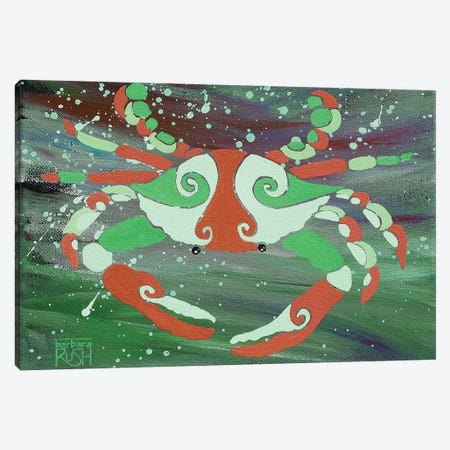 Crab Orange Green Canvas Print #RUH10} by Barbara Rush Canvas Print