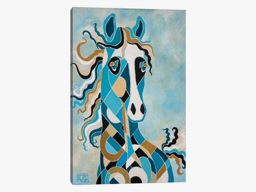 Tao Of Curiosity In Teal by Barbara Rush 1-piece Canvas Artwork