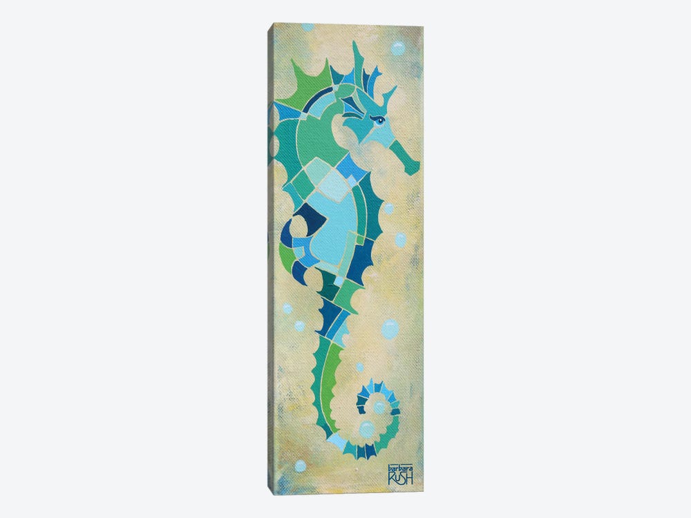 Green And Sand Seahorse by Barbara Rush 1-piece Canvas Print