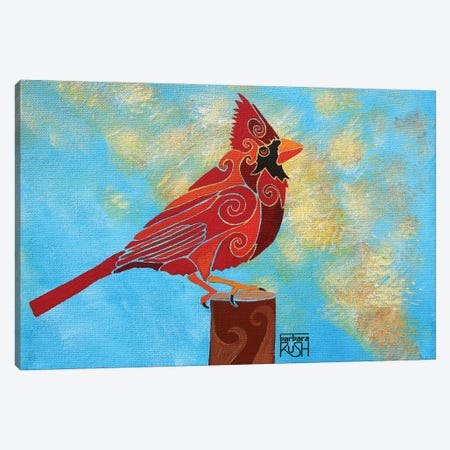 Who Me? A Cardinal In The Clouds Canvas Print #RUH147} by Barbara Rush Canvas Art