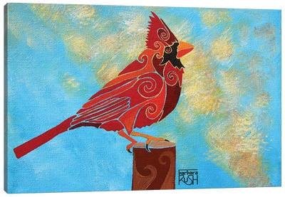 Who Me? A Cardinal In The Clouds Canvas Art Print - Barbara Rush
