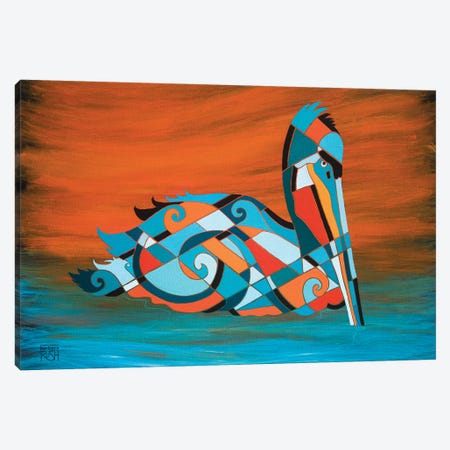 Pelican Canvas Print #RUH153} by Barbara Rush Canvas Wall Art