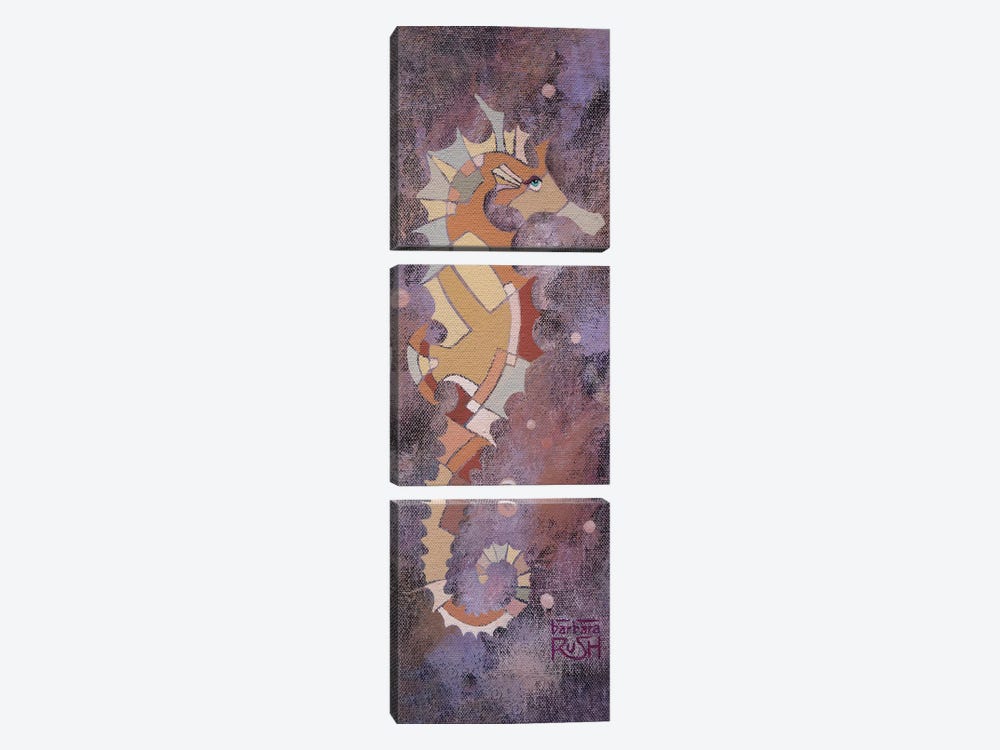 Purple Sea Horse I by Barbara Rush 3-piece Canvas Artwork