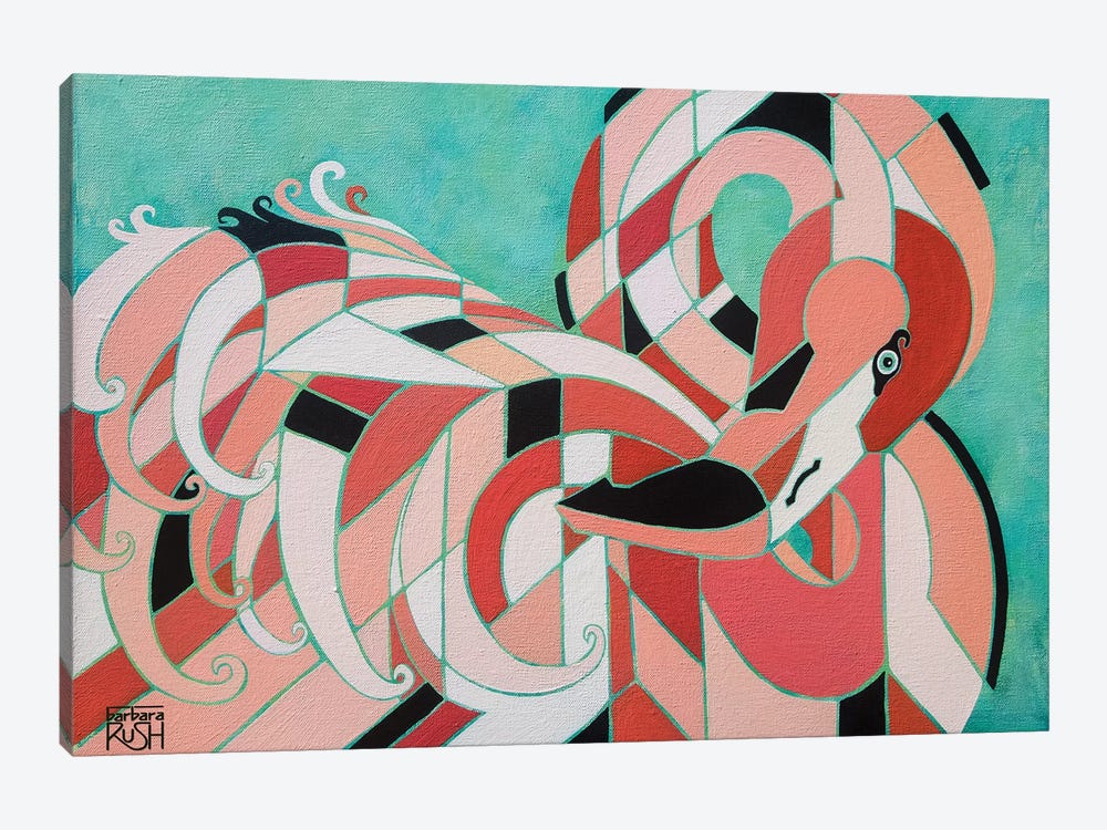 An Elegantly Tucked Flamingo by Barbara Rush 1-piece Canvas Art Print