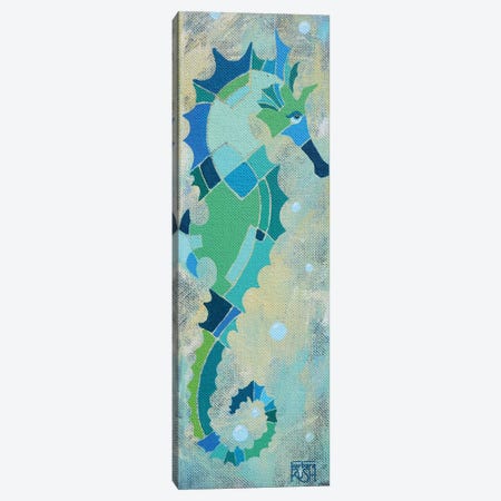 Blue And Sand Seahorse I Canvas Print #RUH32} by Barbara Rush Canvas Art Print