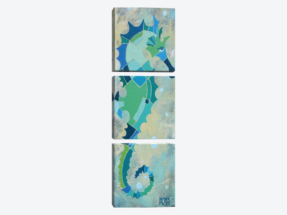 Blue And Sand Seahorse I by Barbara Rush 3-piece Art Print