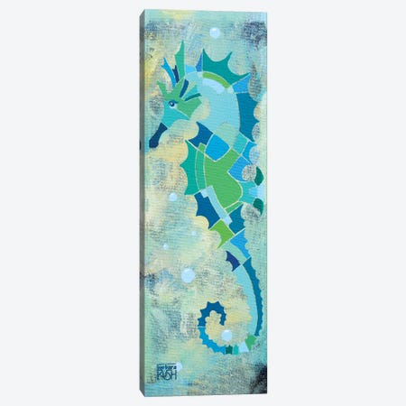 Blue And Sand Seahorse II Canvas Print #RUH33} by Barbara Rush Art Print