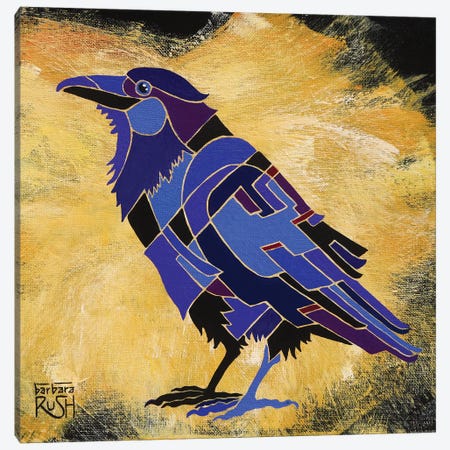 Crow On Mustard Canvas Print #RUH40} by Barbara Rush Canvas Wall Art