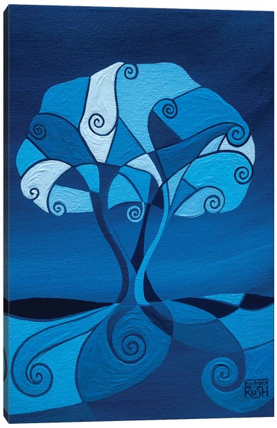 Enveloped In Blue Tree Canvas Art Print - Fresh Take on a Classic