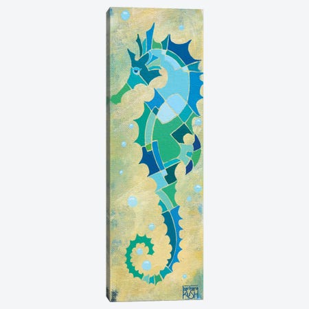 Green And Sand Seahorse Ii Canvas Print #RUH60} by Barbara Rush Canvas Art