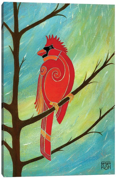 Just Looking Around Cardinal I Canvas Art Print - Barbara Rush