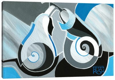 Cool Geocubist Pears In Blue Canvas Art Print - Barbara Rush