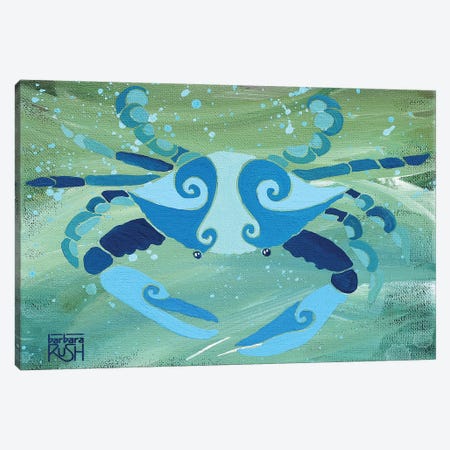 Crab Blue Green Canvas Print #RUH7} by Barbara Rush Canvas Print