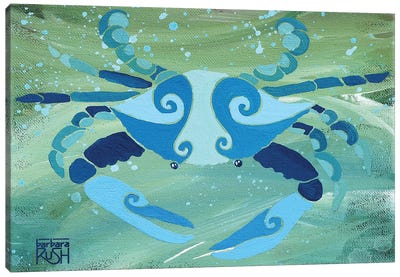 Crab Blue Green Canvas Art Print - Barbara Rush