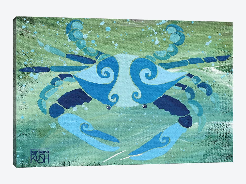 Crab Blue Green by Barbara Rush 1-piece Art Print