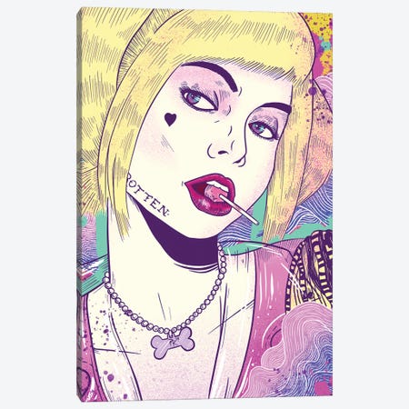 Harley Quinn Canvas Print #RUZ11} by Raco Ruiz Canvas Art Print