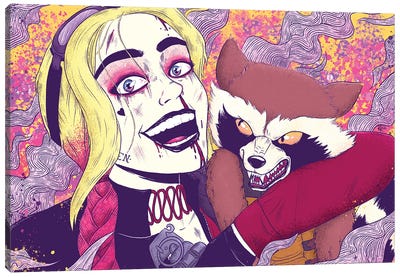 Say Cheese Grumpy Cat Canvas Art Print - Harley Quinn