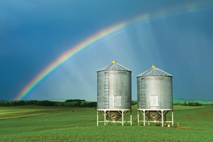 Rainbow Over Grain Bins