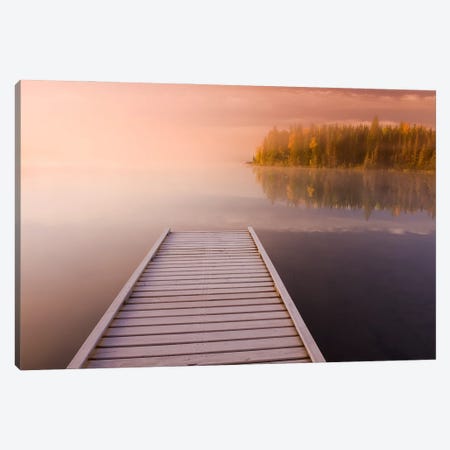 Frosted Dock On A Lake Canvas Print #RVD28} by Dave Reede Canvas Art