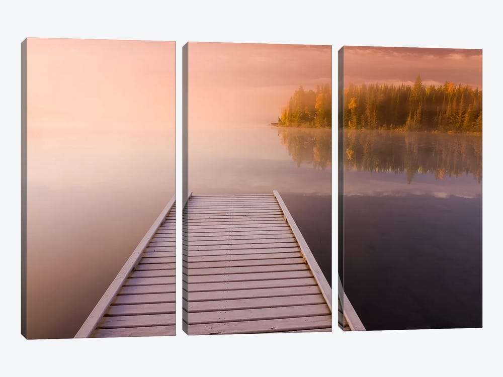 Frosted Dock On A Lake by Dave Reede 3-piece Canvas Wall Art
