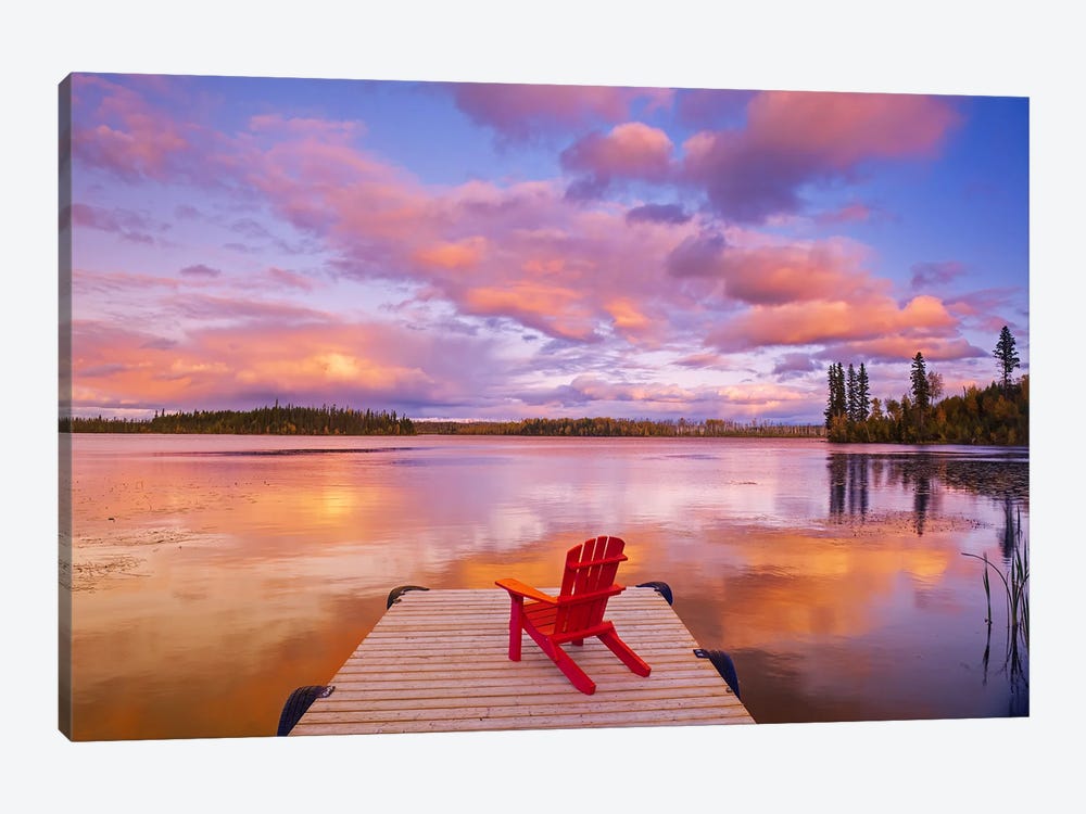 Adirondack Chair On Northern Lake by Dave Reede 1-piece Canvas Wall Art