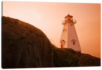 Lighthouse On A Cliff Canvas Art Print - Nova Scotia