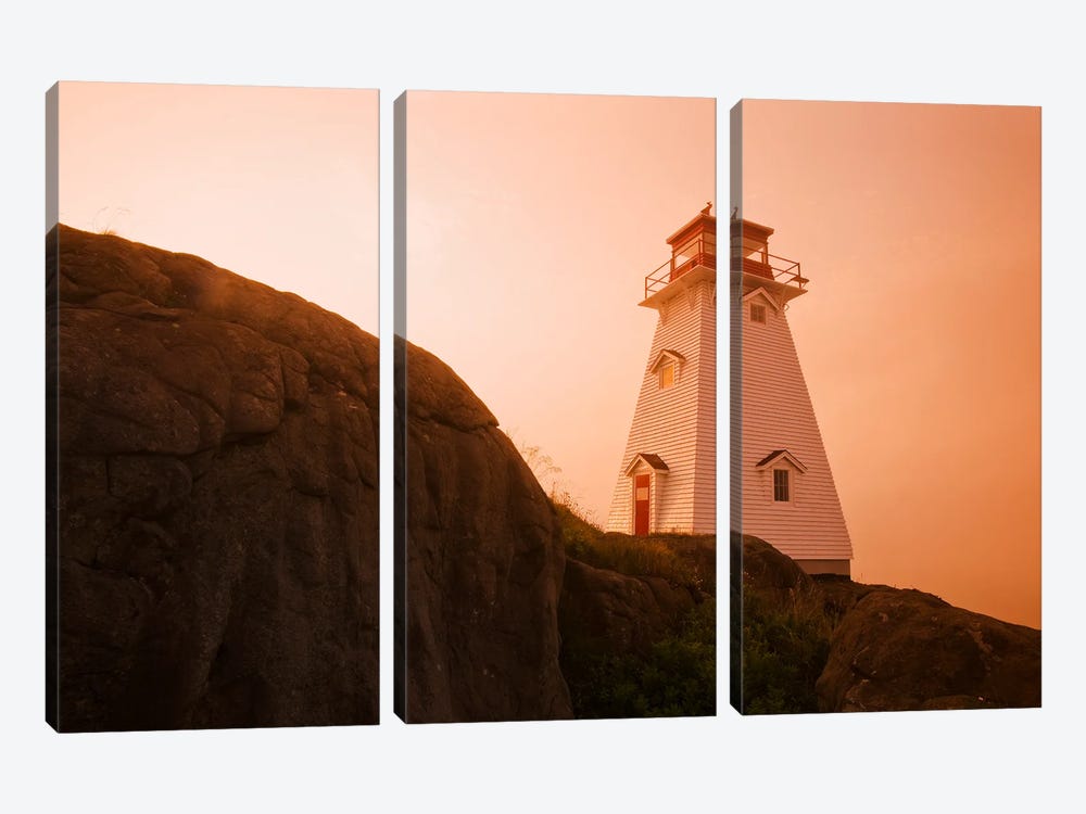 Lighthouse On A Cliff by Dave Reede 3-piece Canvas Art Print